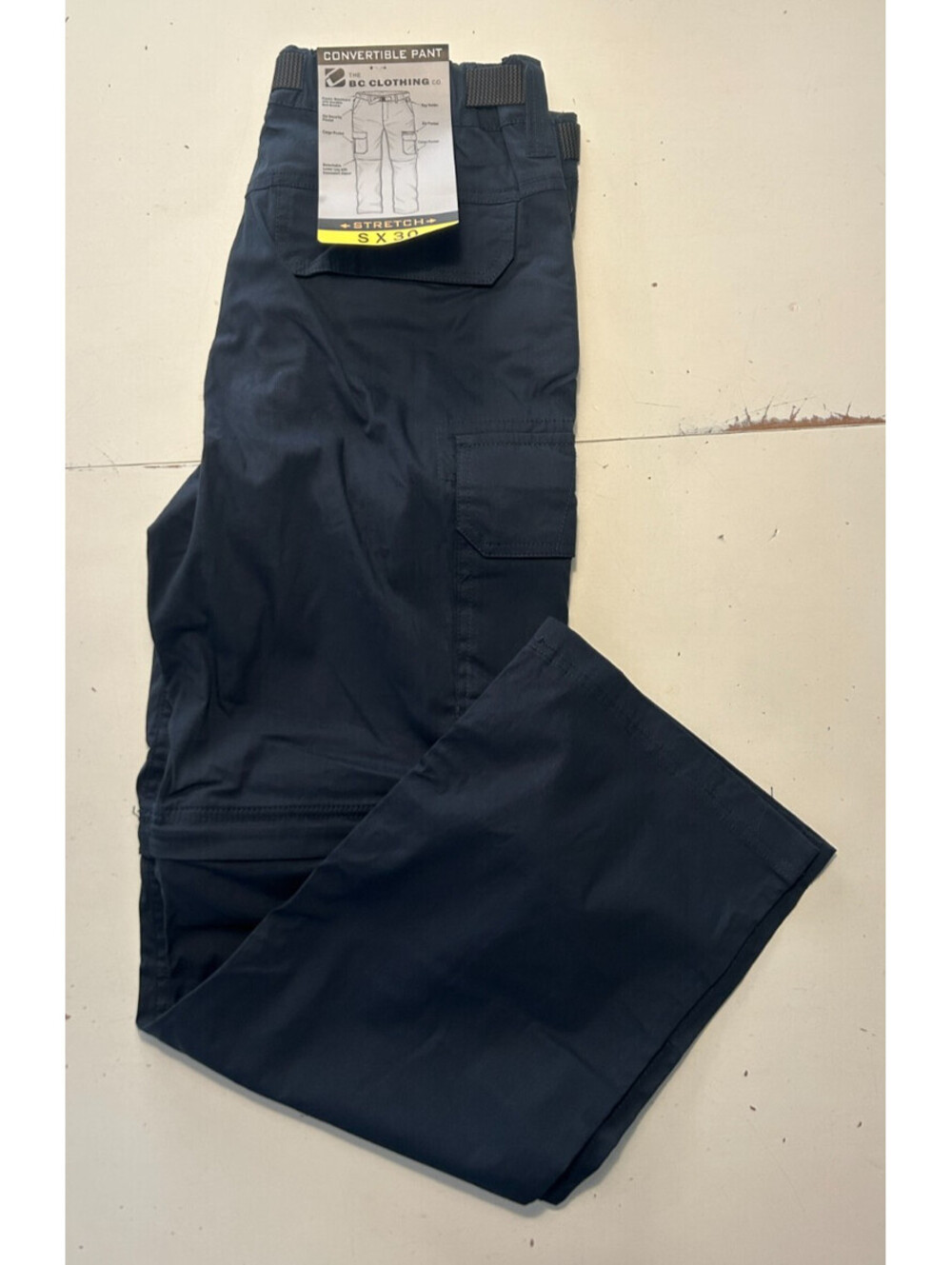 BC Clothing Men's Convertible Stretch Cargo Hiking Pants Blue Size S X 30 NWT